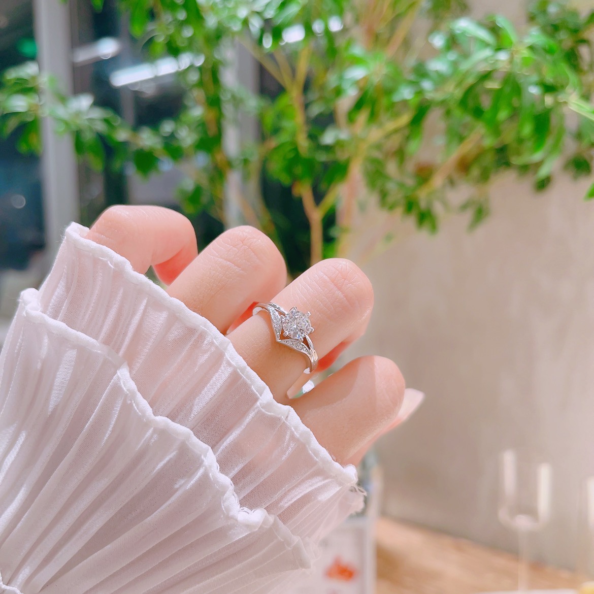 Fine Silver Moissanite Ring Sweet Father's Day Silver