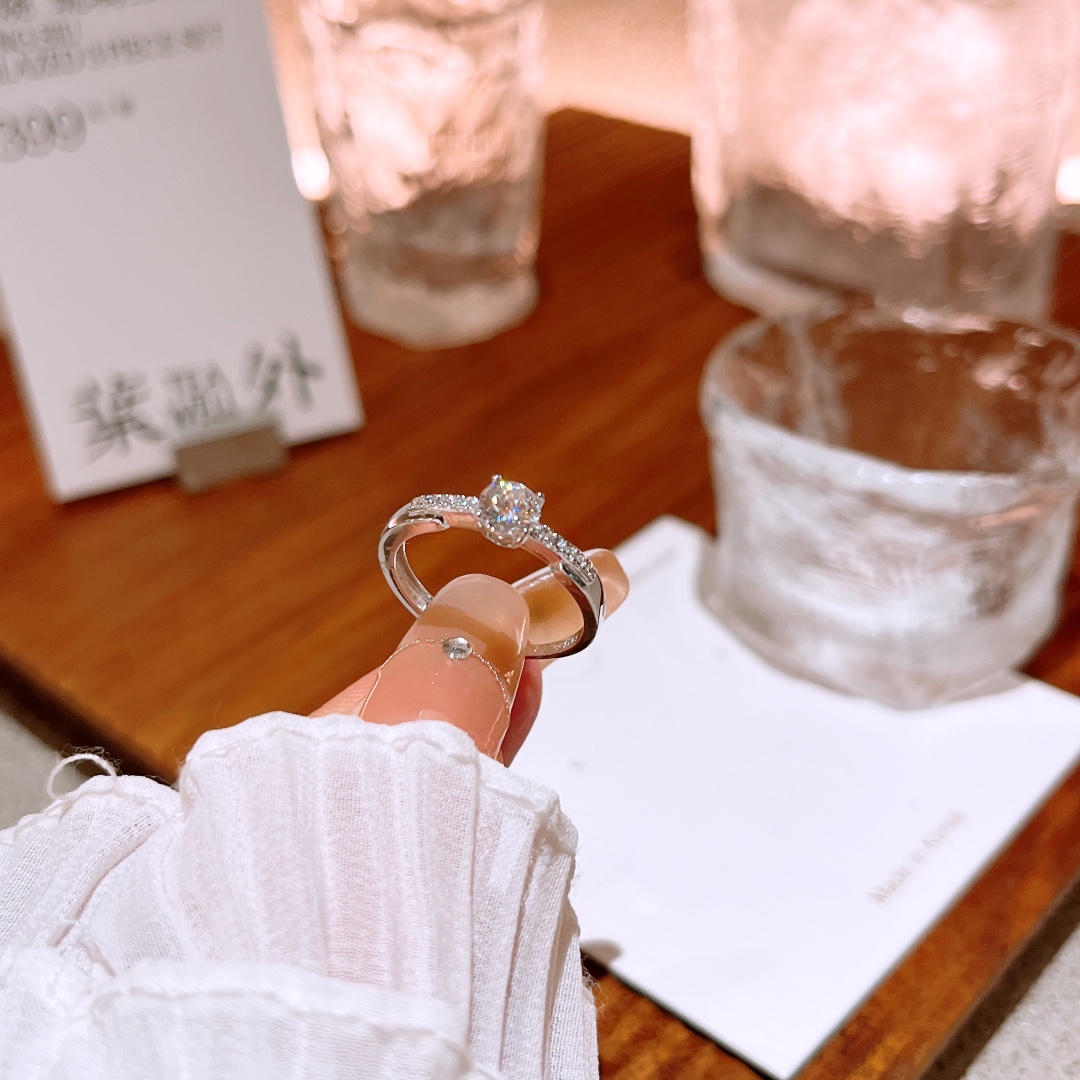 High Polish Silver Moissanite Ring Delicate Workplace Gold