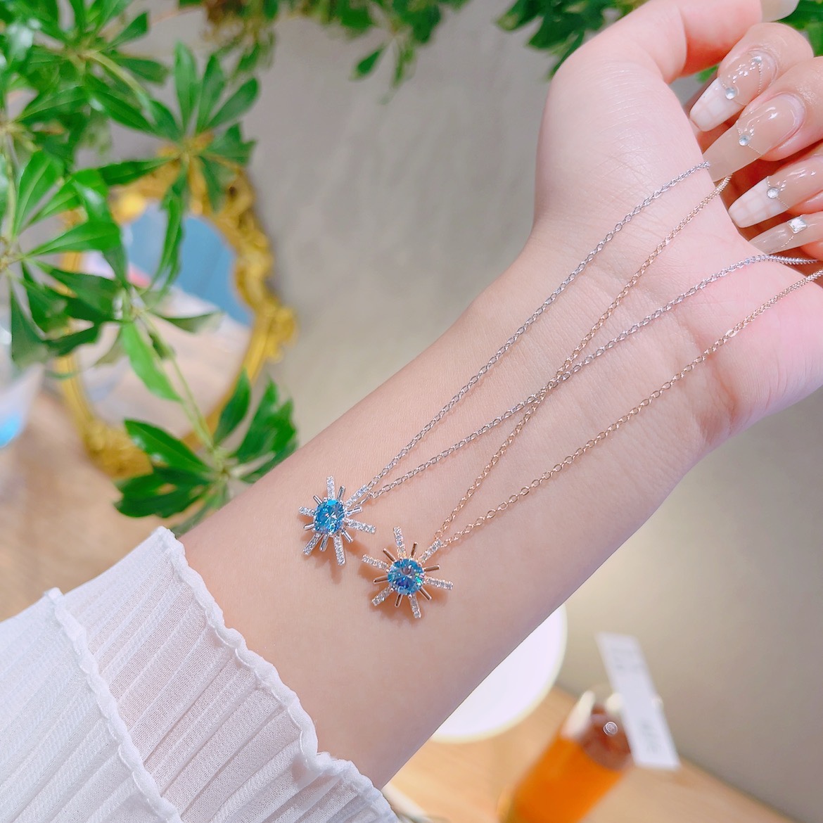 Low Allergy Silver Moissanite Necklace Girly Birthday Gold