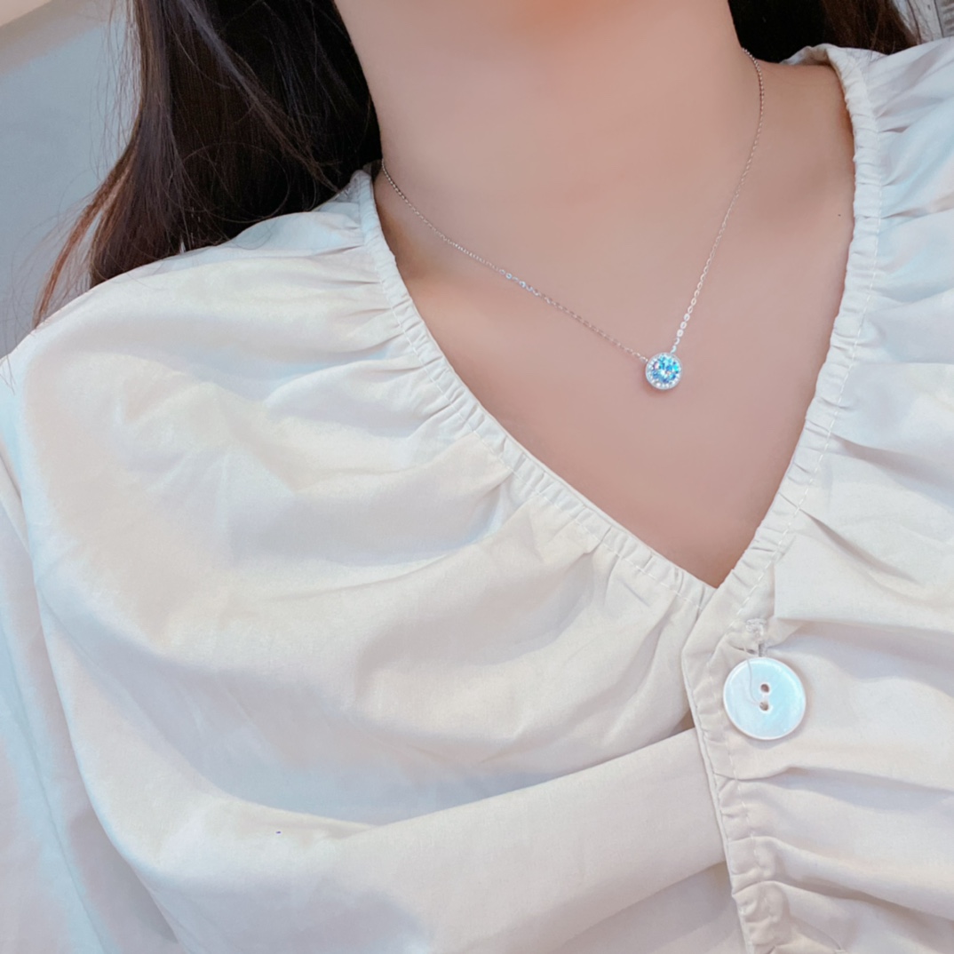 High Polish Silver Moissanite Necklace Dainty Valentine's Day Gold