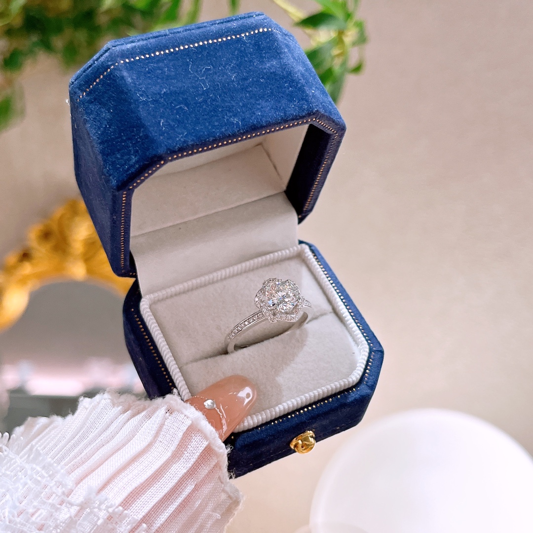 Solid Silver Moissanite Ring Playful Travel Gold