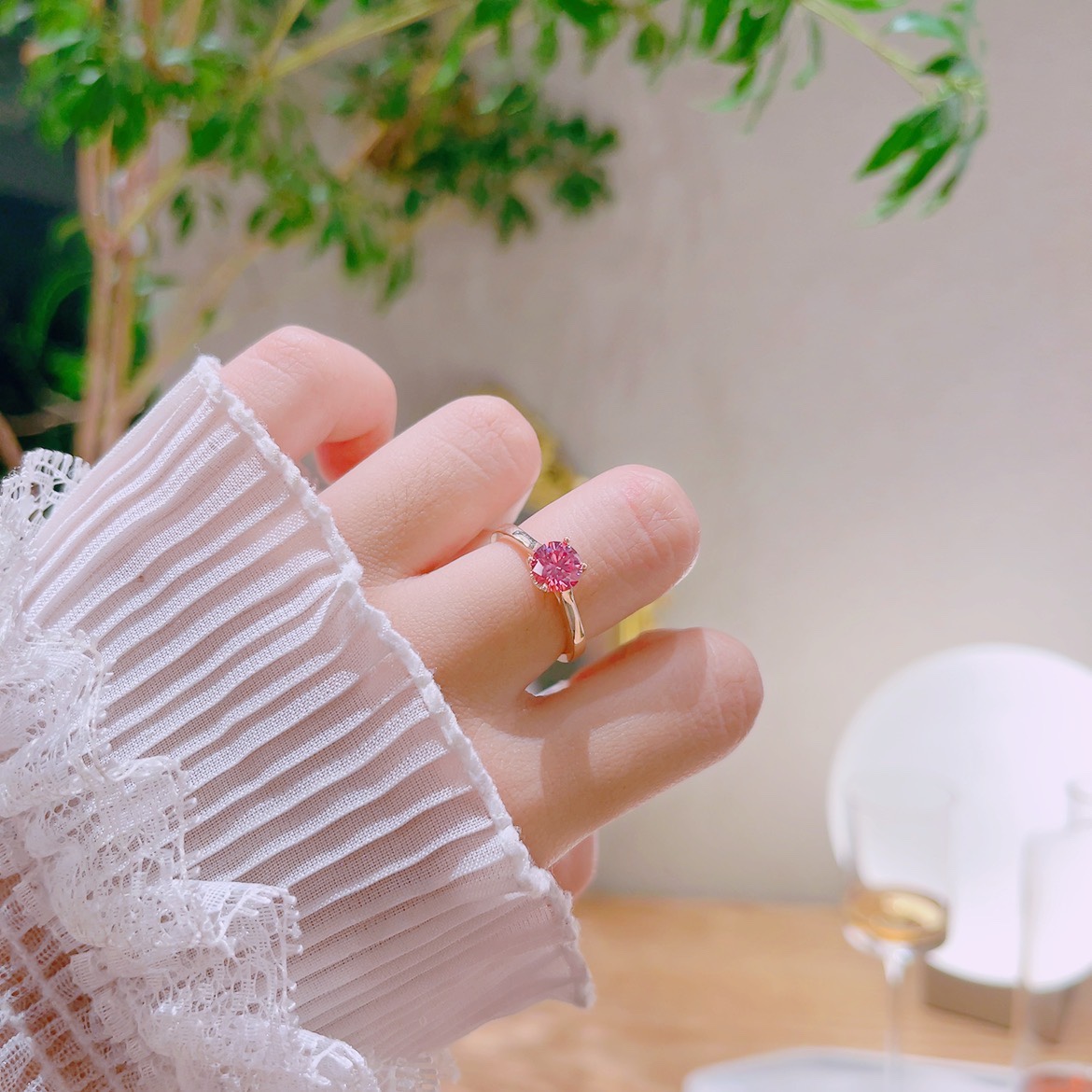 Low Allergy Silver Moissanite Ring Lively Valentine's Day Silver