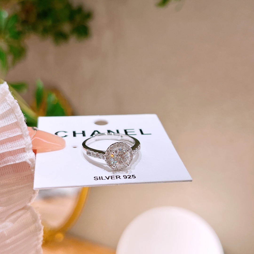 Fine Silver Moissanite Ring Vintage New Year Silver