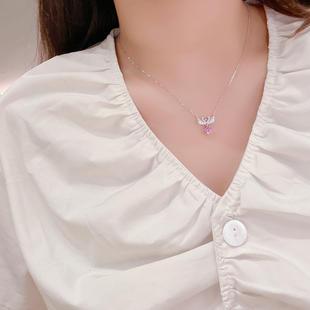 S925 Sterling Silver Moissanite Necklace Elegant Wedding Favor Gold