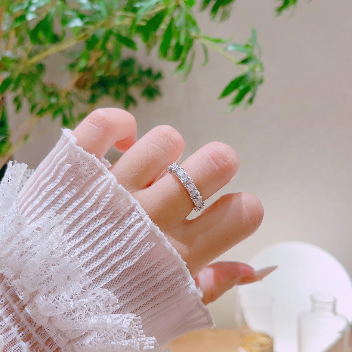 S925 Sterling Silver Moissanite Ring Delicate Banquet Gold