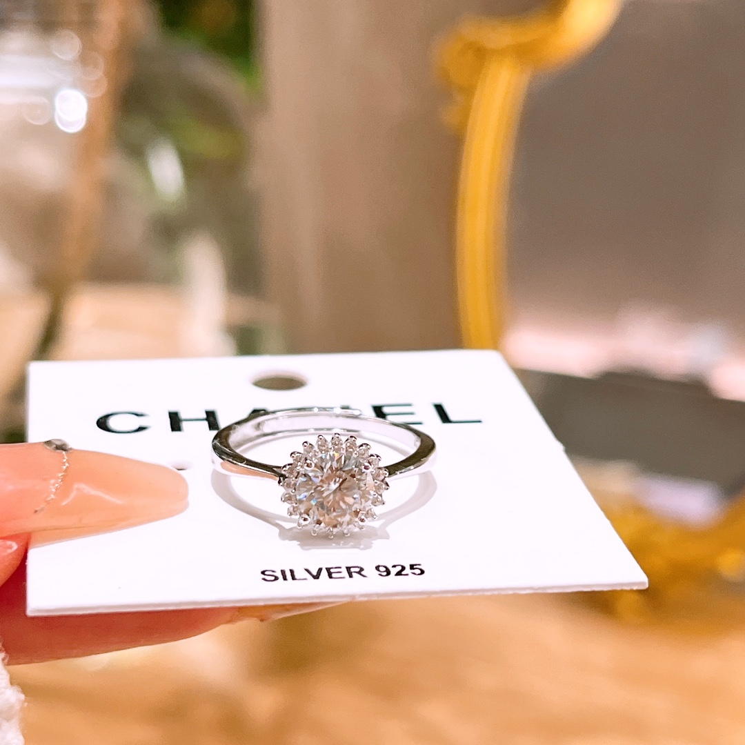 925 Silver Moissanite Ring Artistic Confession Gold