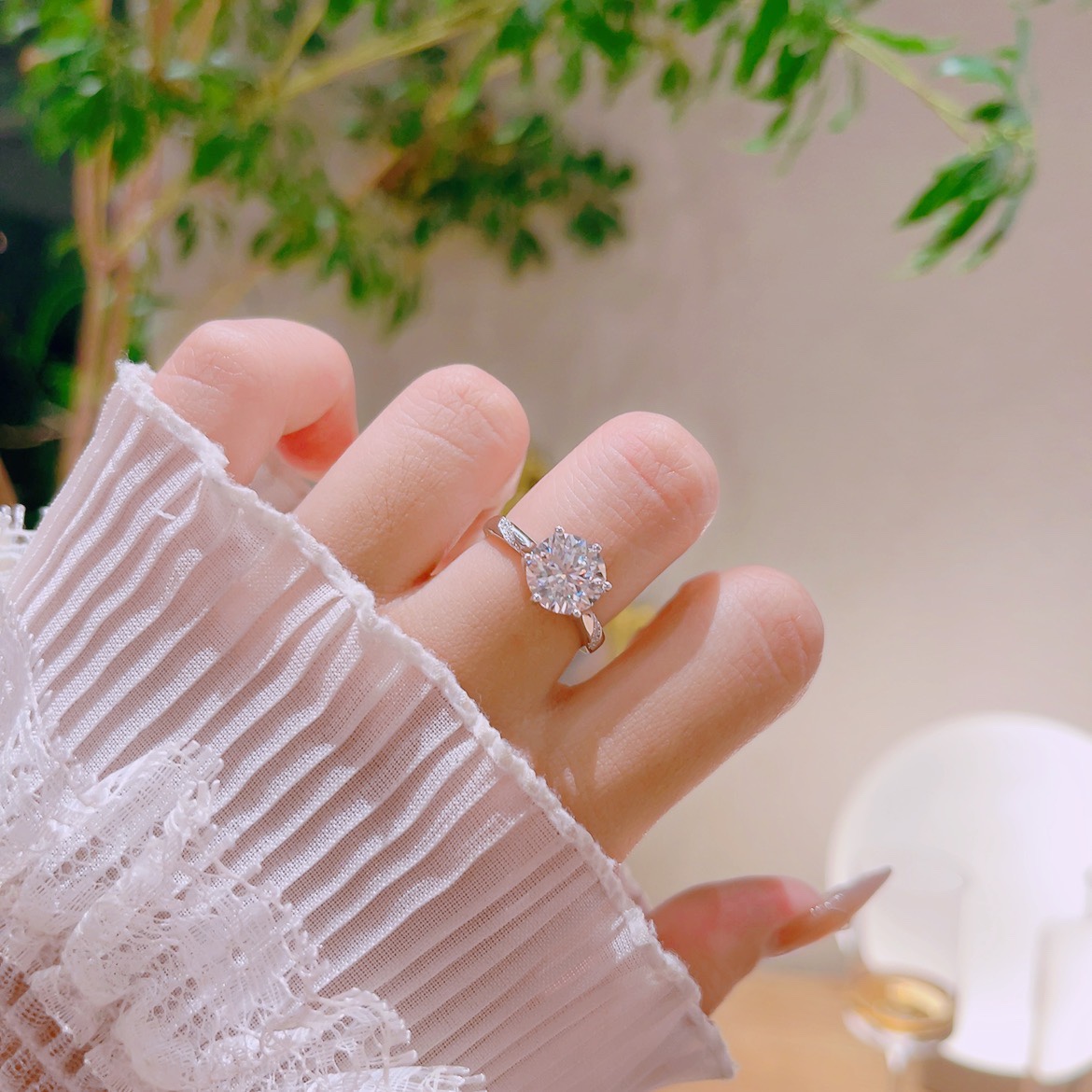 925 Silver Moissanite Ring Korean Style Office Gold