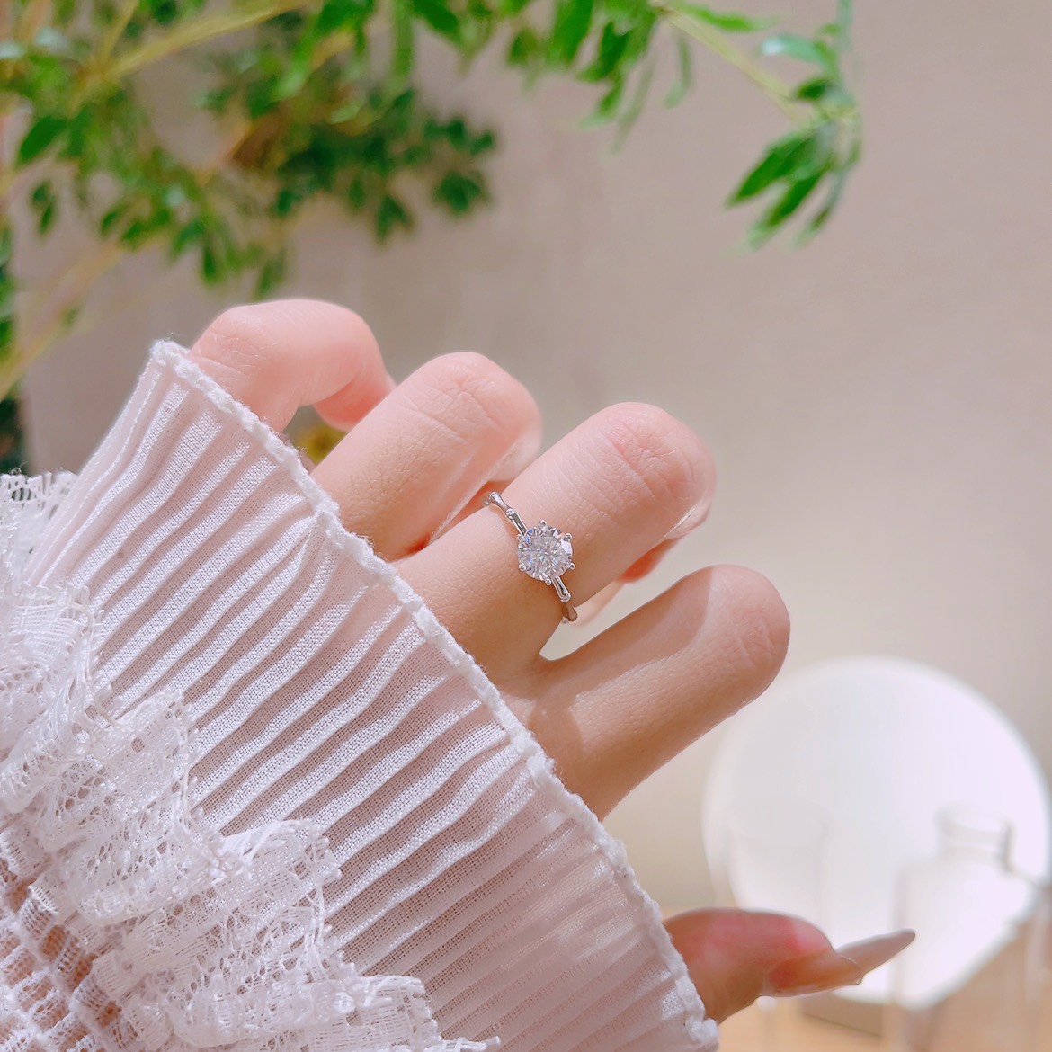 925 Silver Moissanite Ring Ethereal Father's Day Gold