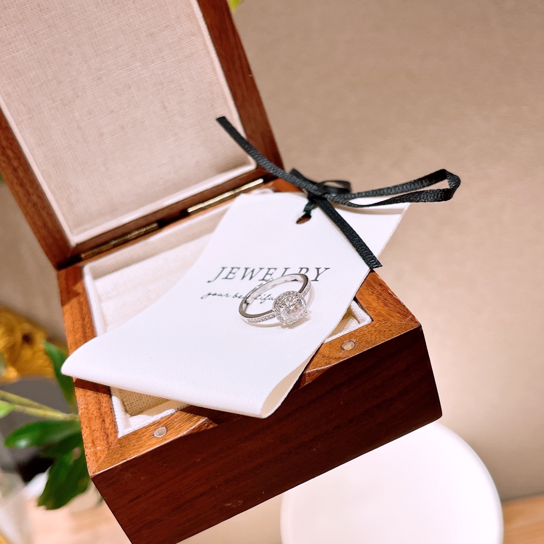 Solid Silver Moissanite Ring Korean Style Christmas Gold