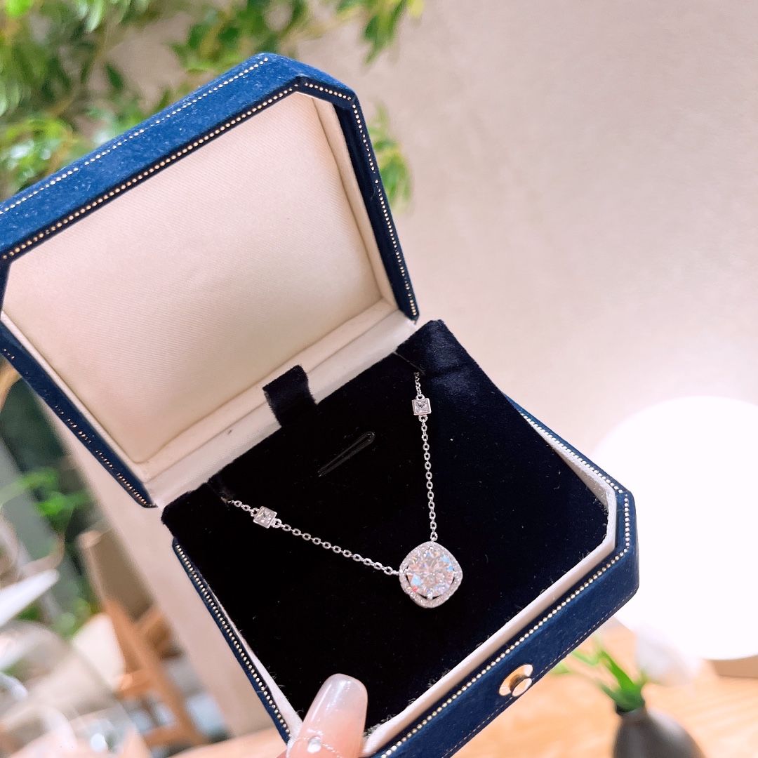Fine Silver Moissanite Necklace Fresh Date Night Silver