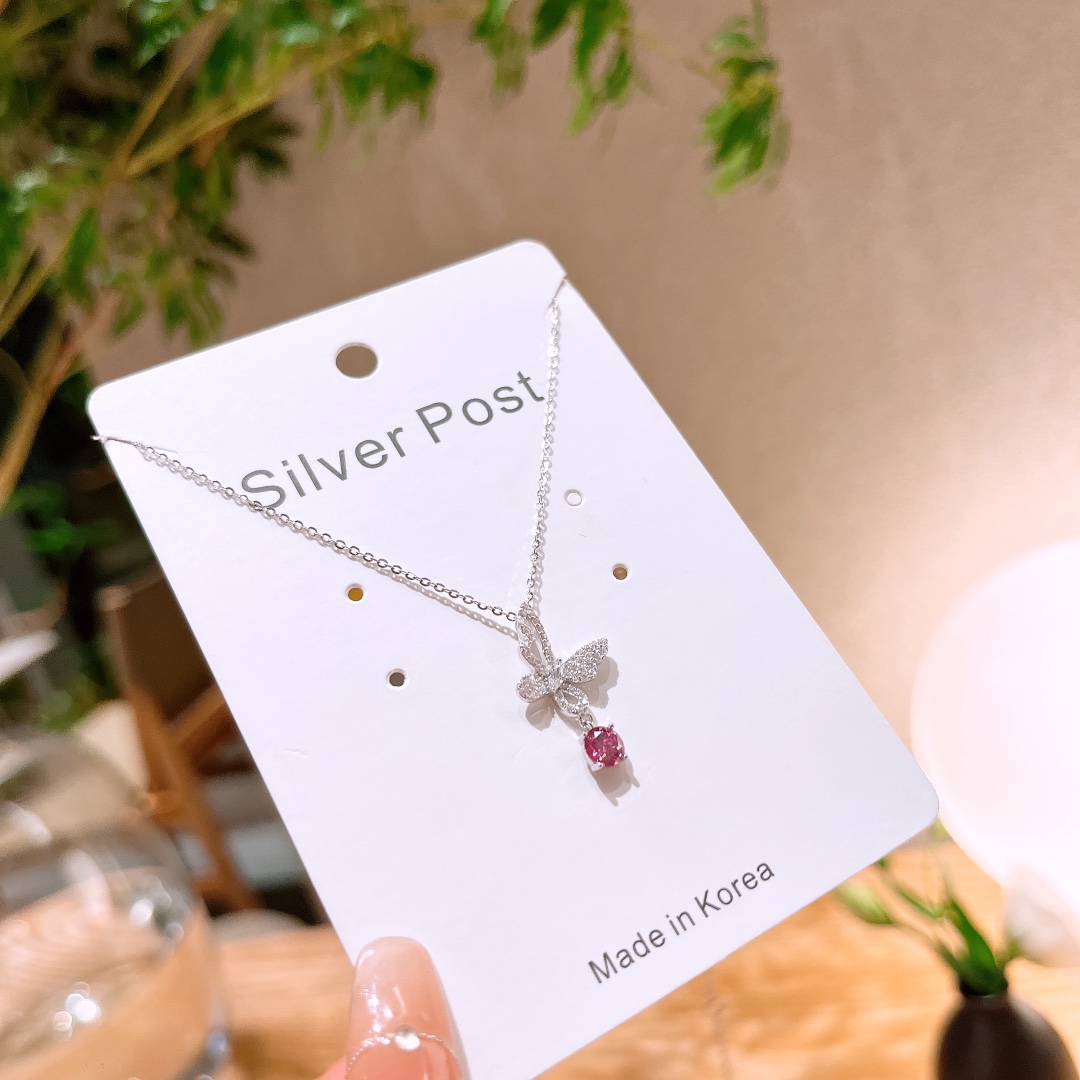 925 Silver Moissanite Necklace Korean Style Everyday Wear Gold