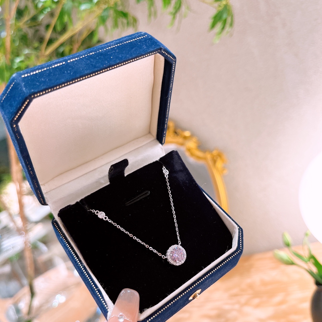 S925 Sterling Silver Moissanite Necklace Romantic Party Silver