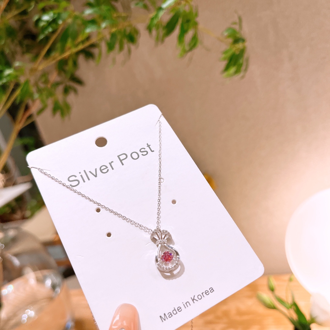 Solid Silver Moissanite Necklace Lively Father's Day Silver