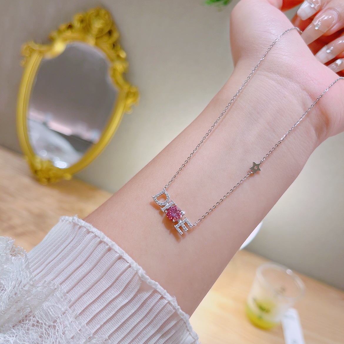 Nickel Free Silver Moissanite Necklace Romantic Wedding Registration