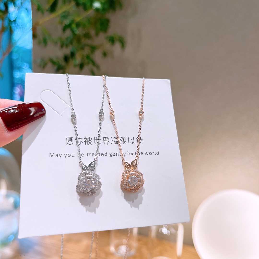 Hochglanzpoliertes Silber Moissanit Kette Leichter Luxus Geschenk für beste Freundin