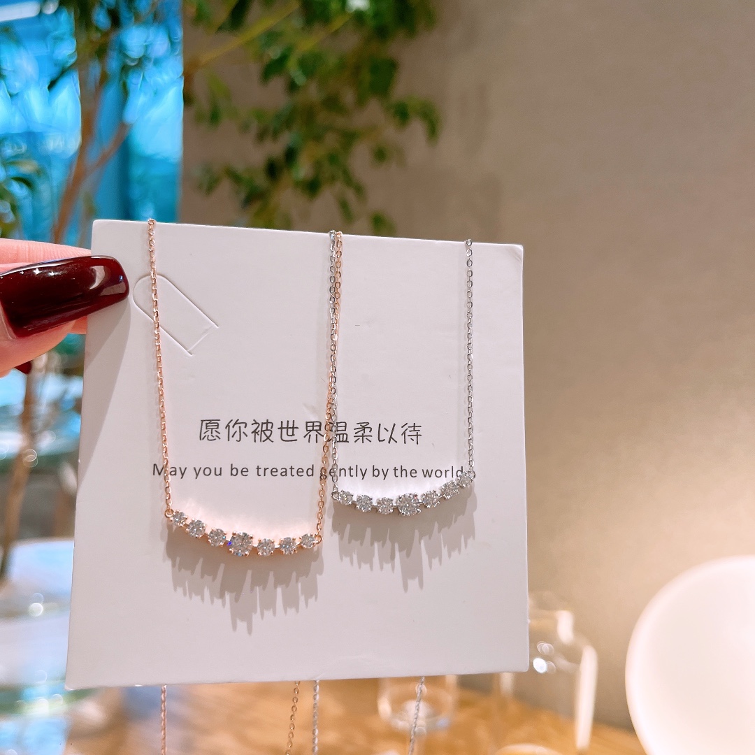 S925 Sterlingsilber Moissanit Kette Elegant Jahrestag Silber