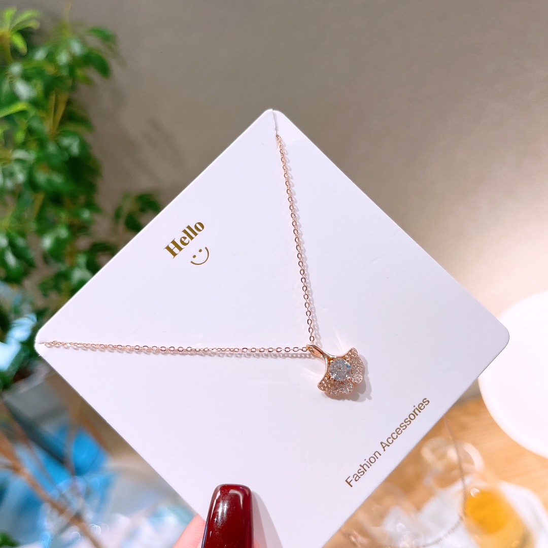 S925 Sterlingsilber Moissanit Kette Wald Reise Gold