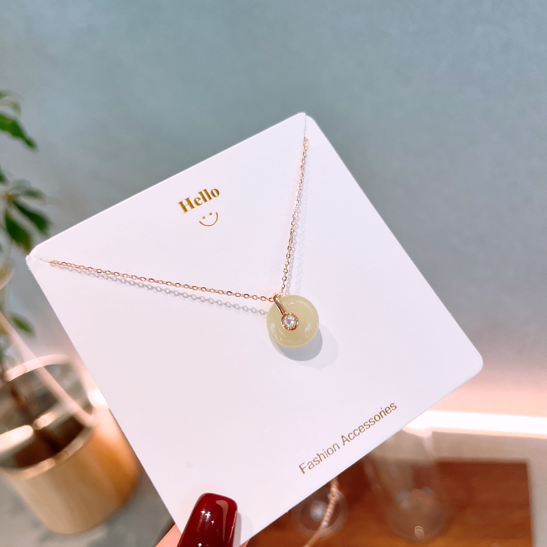 Nickel Free Silver Hetian Jade Necklace Pure Engagement Gold