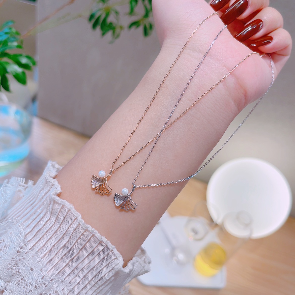 ラグジュアリー純銀ネックレスゴールド 親友へのプレゼント