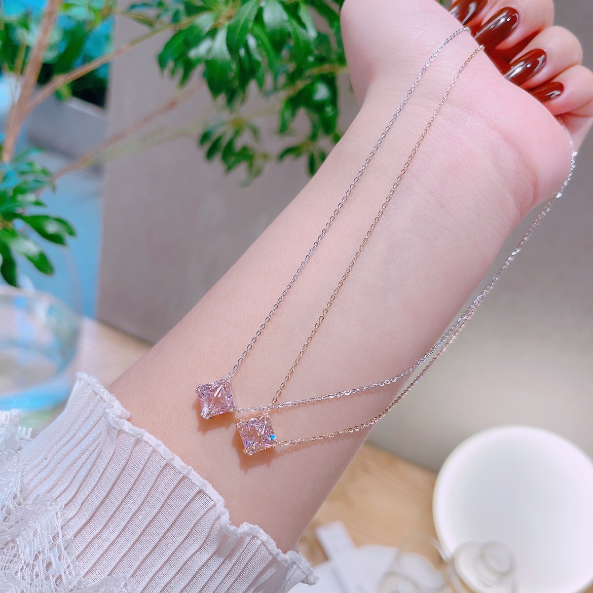 Nickelfreies Silber Kette Instagram-Stil Hochzeitsgeschenk Gold