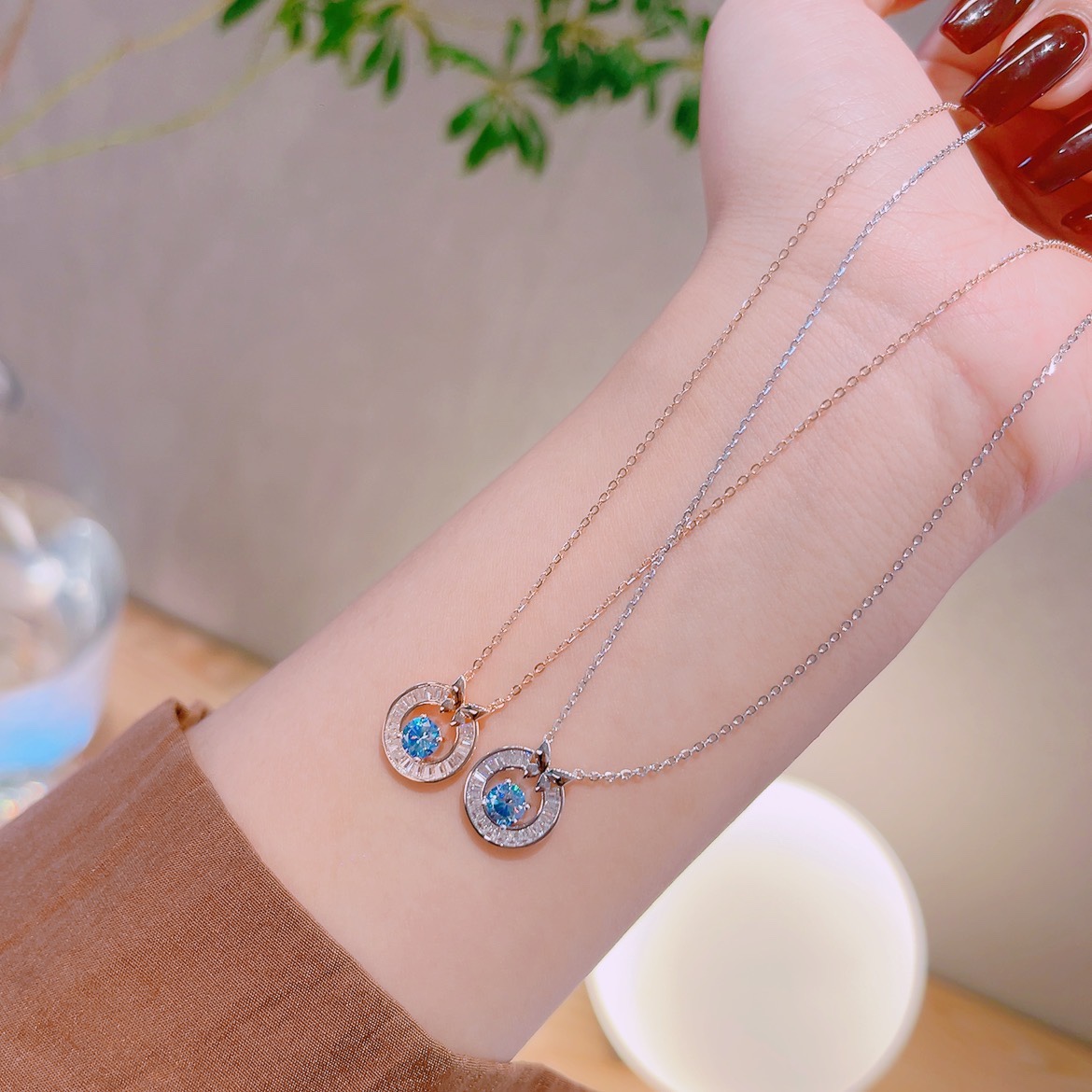 S925 Sterling Silver Moissanite Necklace Ethereal Engagement Gold