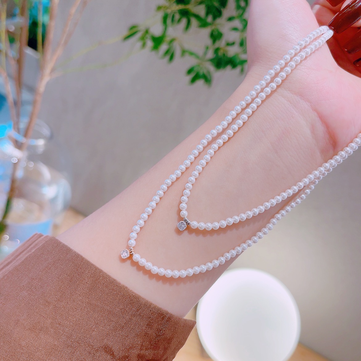 韓国風ファインシルバーネックレスゴールド ウェディングギフト