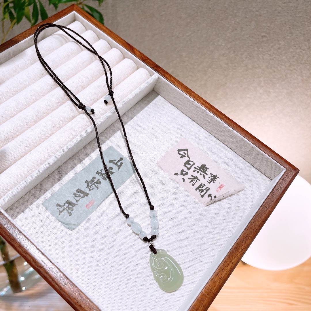 925 Silver Hetian Jade Necklace Pure Mother's Birthday Silver