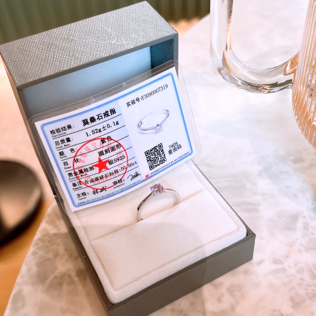 925 Silver Moissanite Ring Vintage Workplace Silver