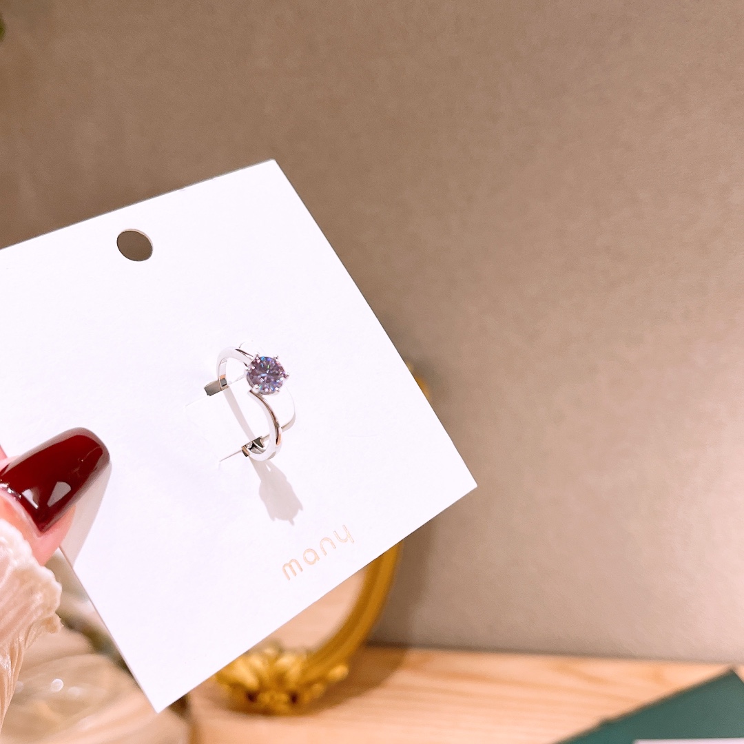 Nickel Free Silver Moissanite Ring Light Luxury Workplace Gold