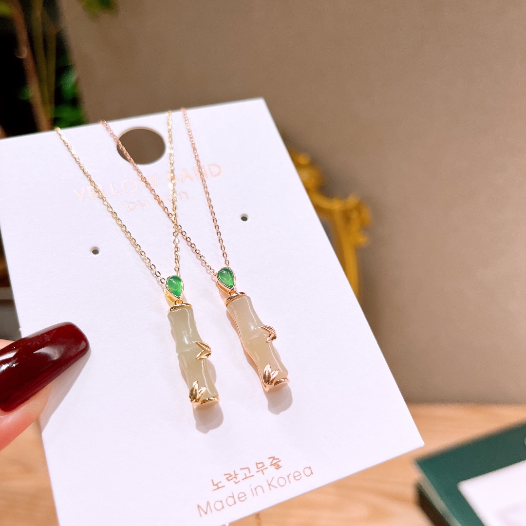 Nickel Free Silver Hetian Jade Necklace Forest Annual Party Gold