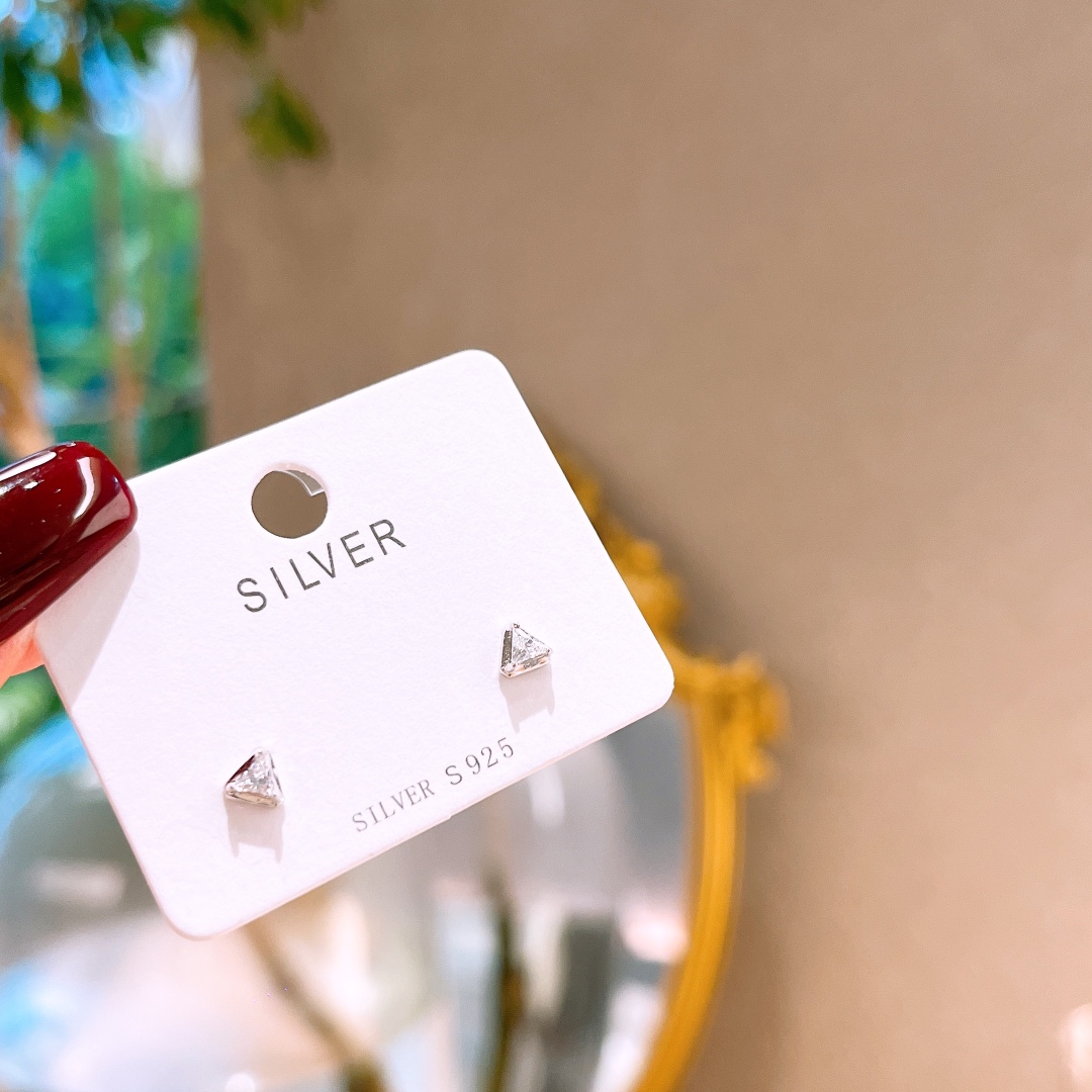 High Polish Silver Earrings Korean Style Mother's Birthday Silver