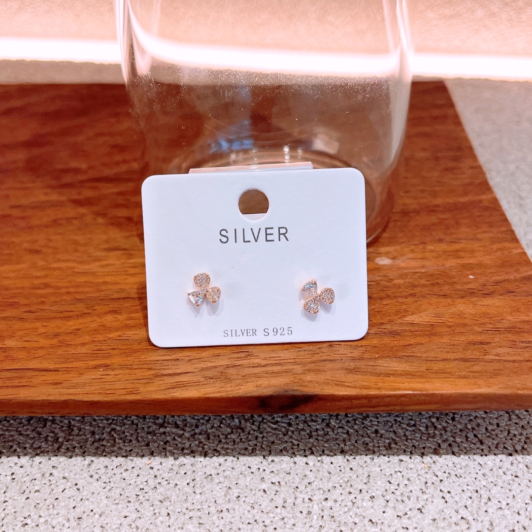 S925 Sterling Silver Earrings Pure Mother's Birthday Gold