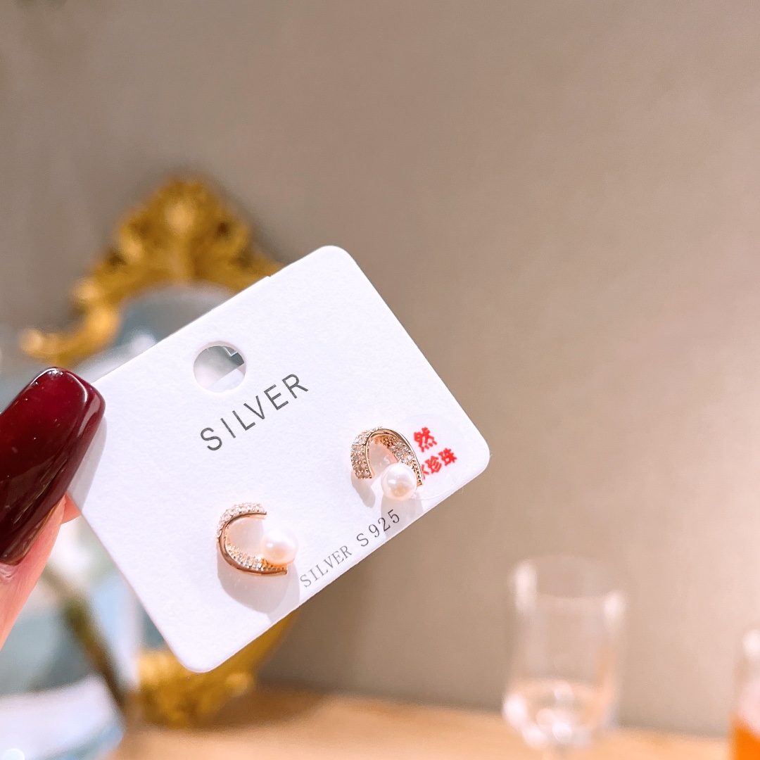 925 Silver Earrings French Wedding Gold