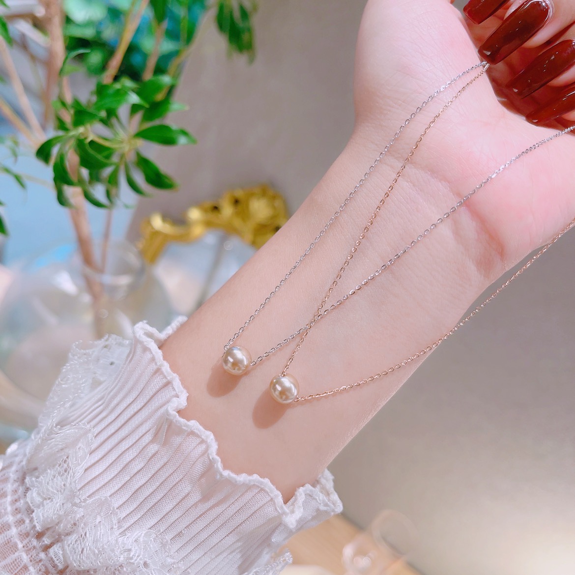 ミニマルS925スターリングシルバーネックレスゴールド 年次パーティー