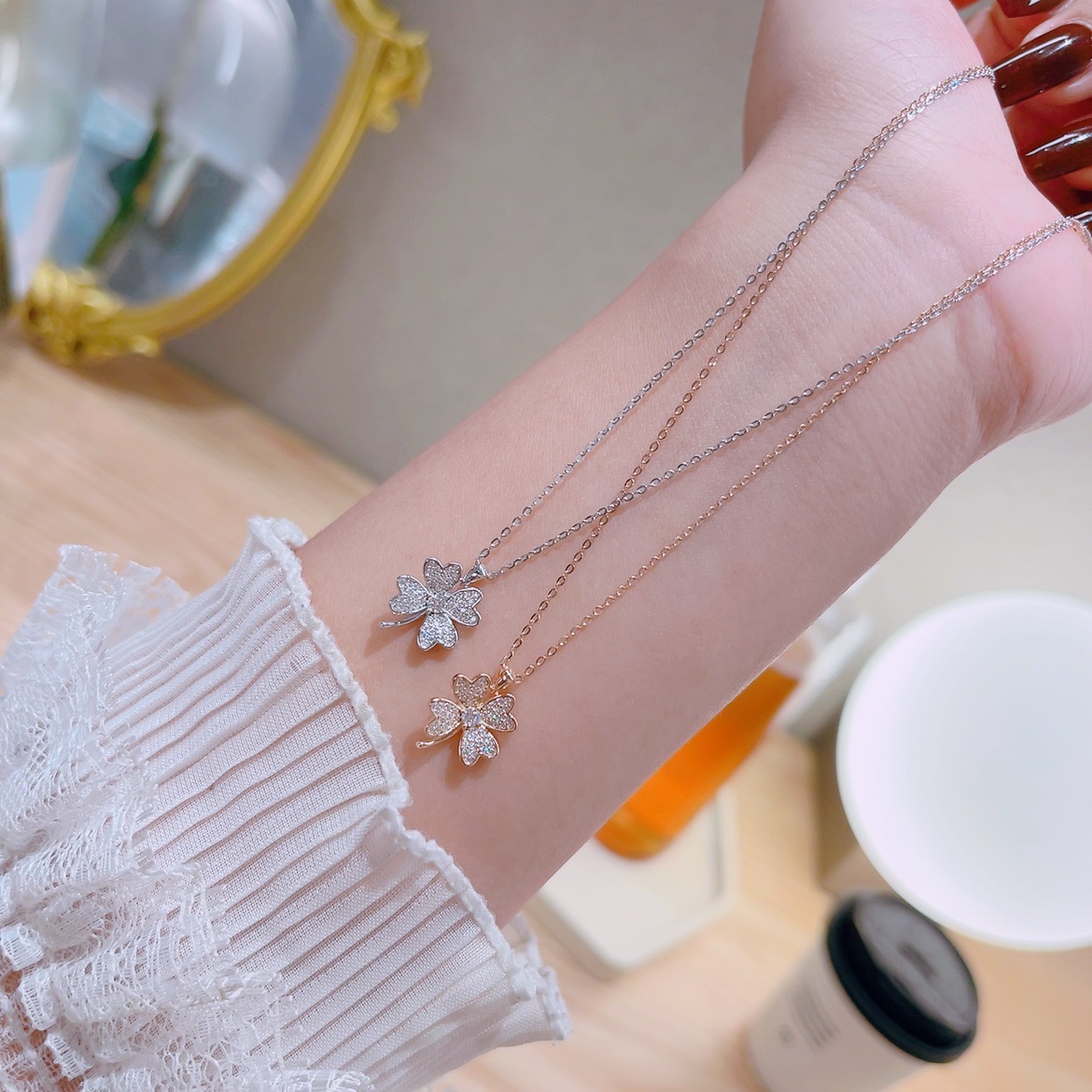 Low Allergy Silver Necklace Romantic Gift for Her Gold