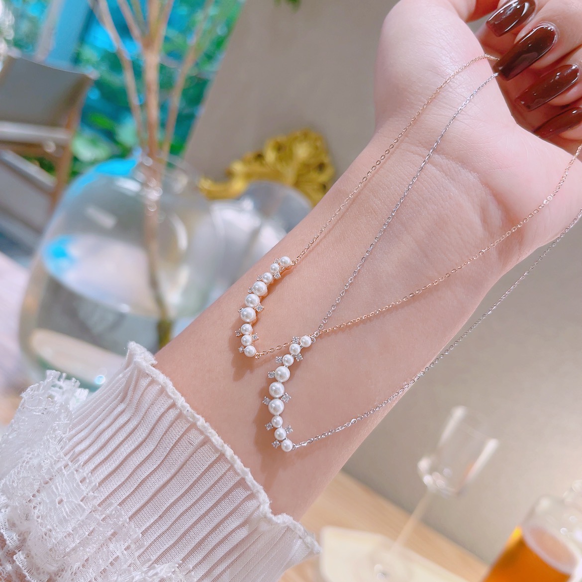 可愛いアレルギー対応シルバーネックレスシルバー ウェディング