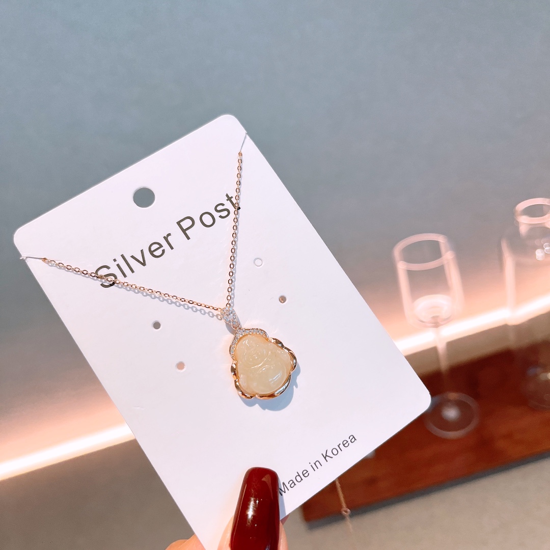 925 Silver Hetian Jade Necklace Sweet & Cool Engagement Silver