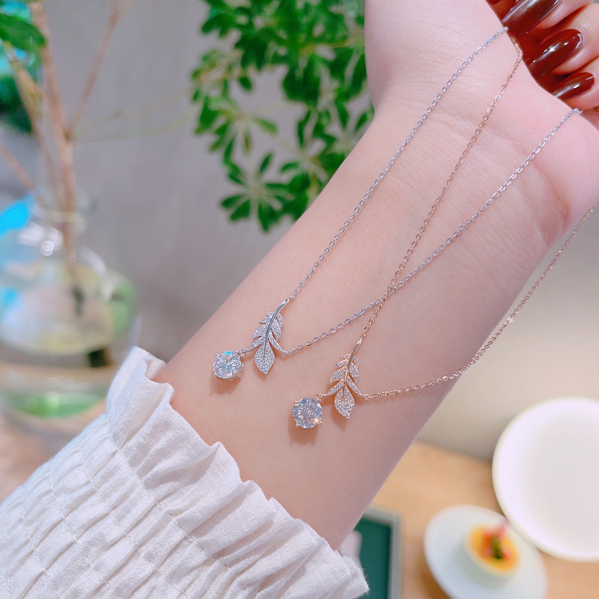 925 Silver Moissanite Necklace Lively Father's Day Silver