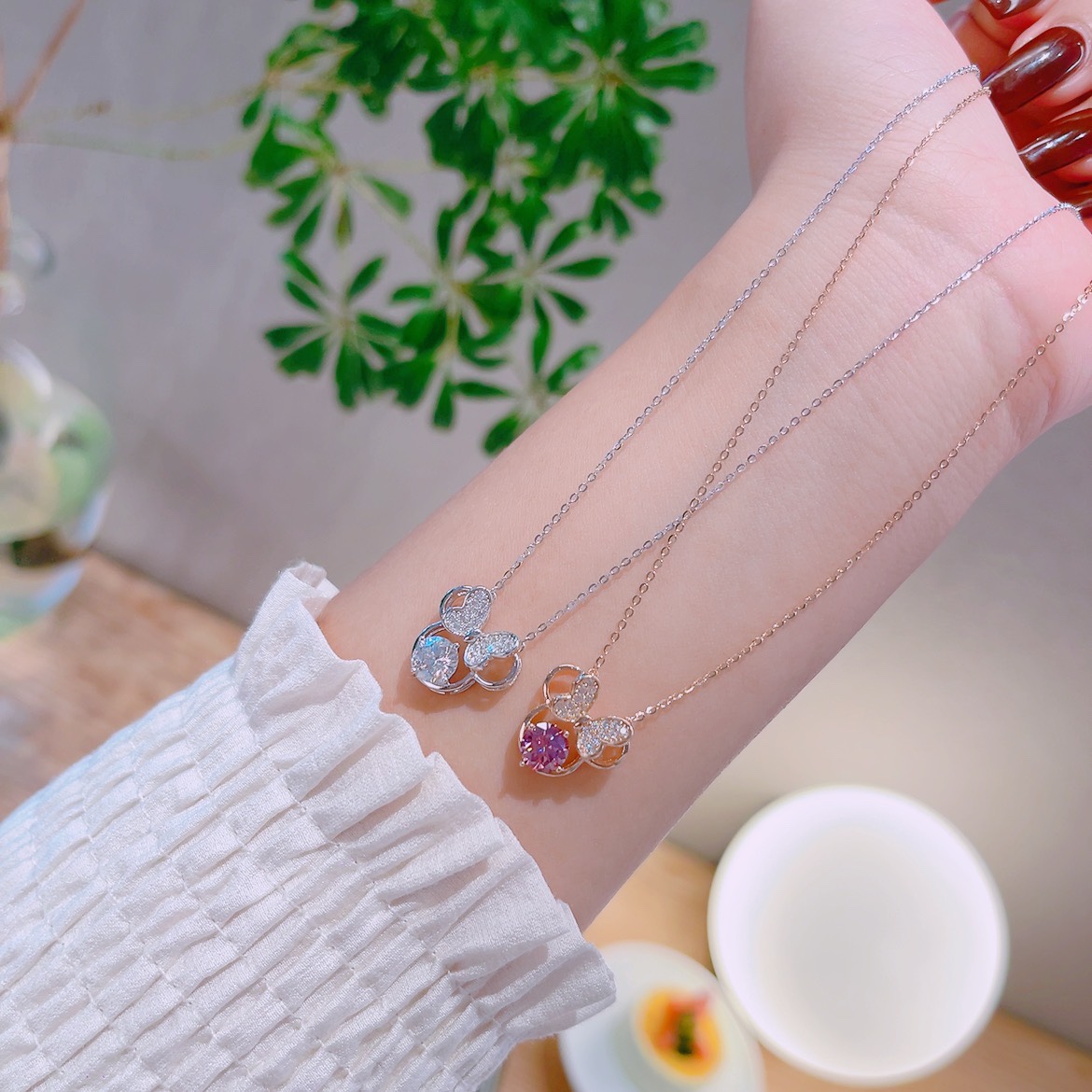 Low Allergy Silver Moissanite Necklace Sweet Workplace Gold