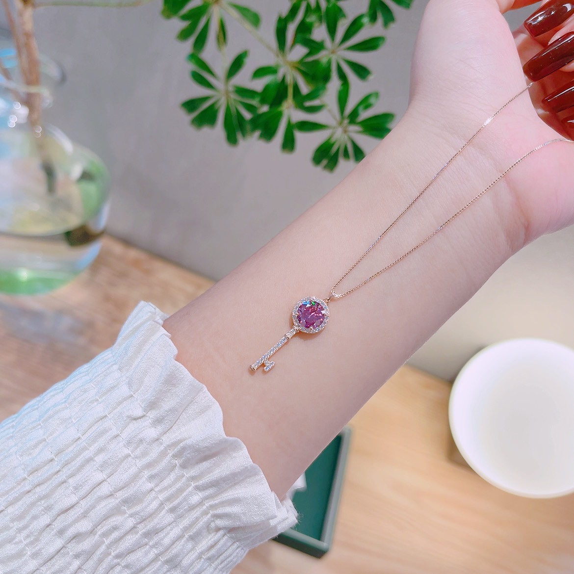 925 Silver Moissanite Necklace Lively Mother's Birthday Gold