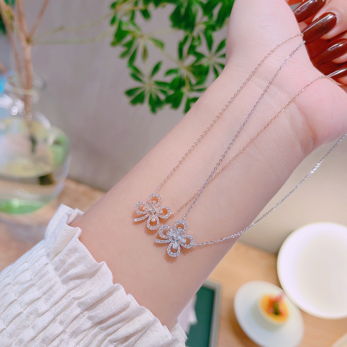 High Polish Silver Necklace Vintage Mother's Day Gold