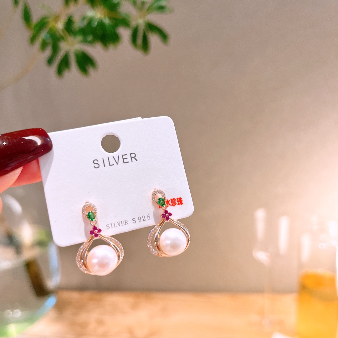 Low Allergy Silver Freshwater Pearl Studs Korean Style Birthday Silver