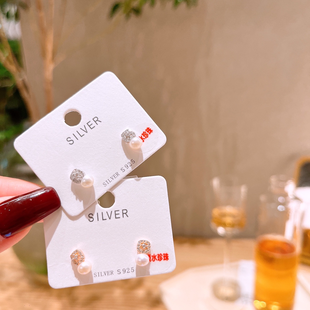 High Polish Silver Freshwater Pearl Studs Soft Gift for Her Silver