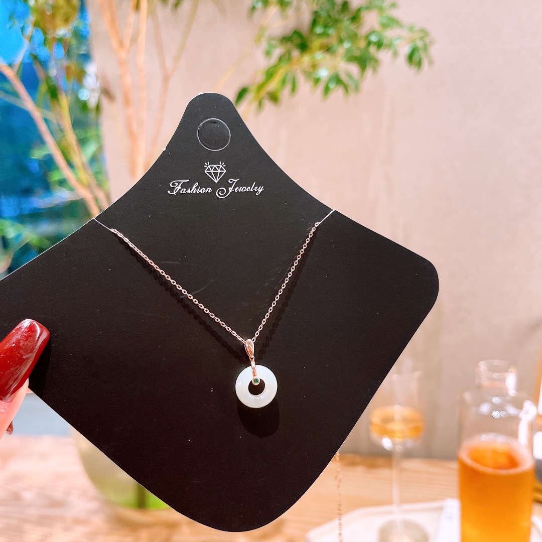 S925 Sterling Silver Hetian Jade Necklace Pure Wedding Registration