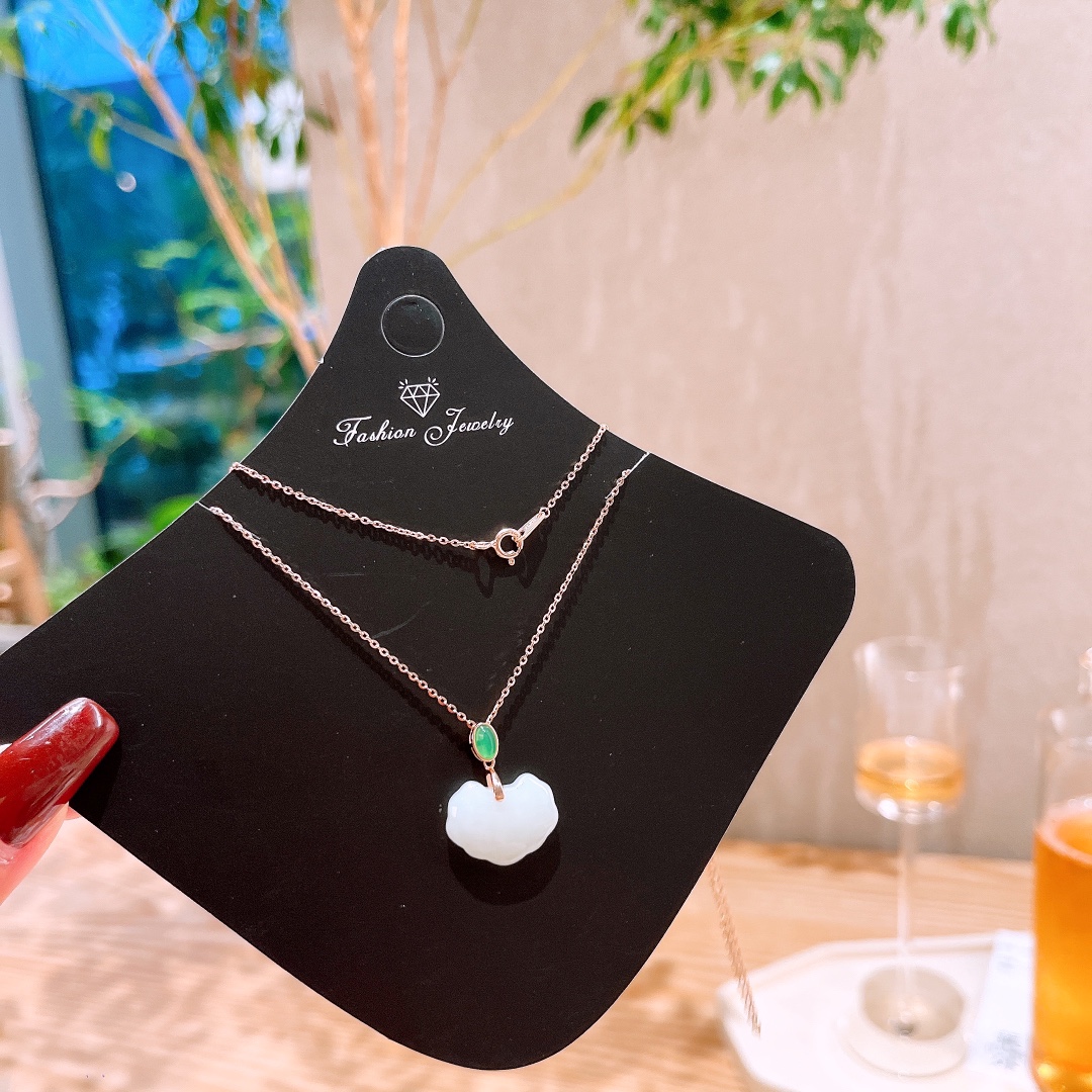 S925 Sterling Silver Hetian Jade Necklace Elegant Travel Gold