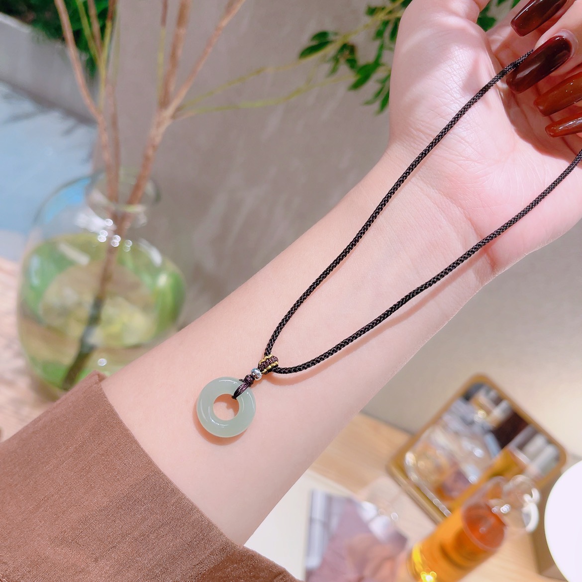 Hypoallergenic Silver Hetian Jade Necklace Unique Birthday Gold