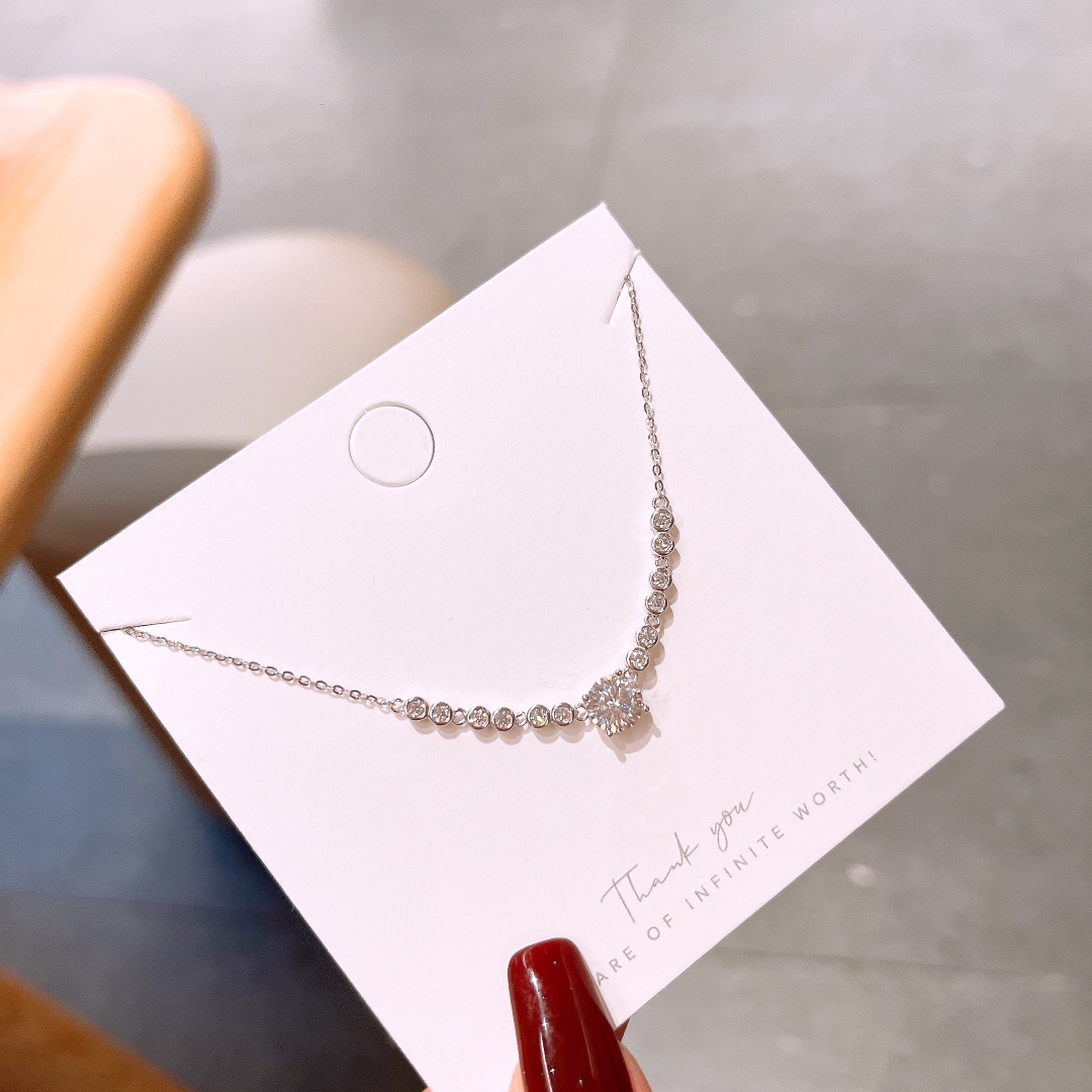 925 Silber Moissanit Kette Ätherisch Bankett Silber