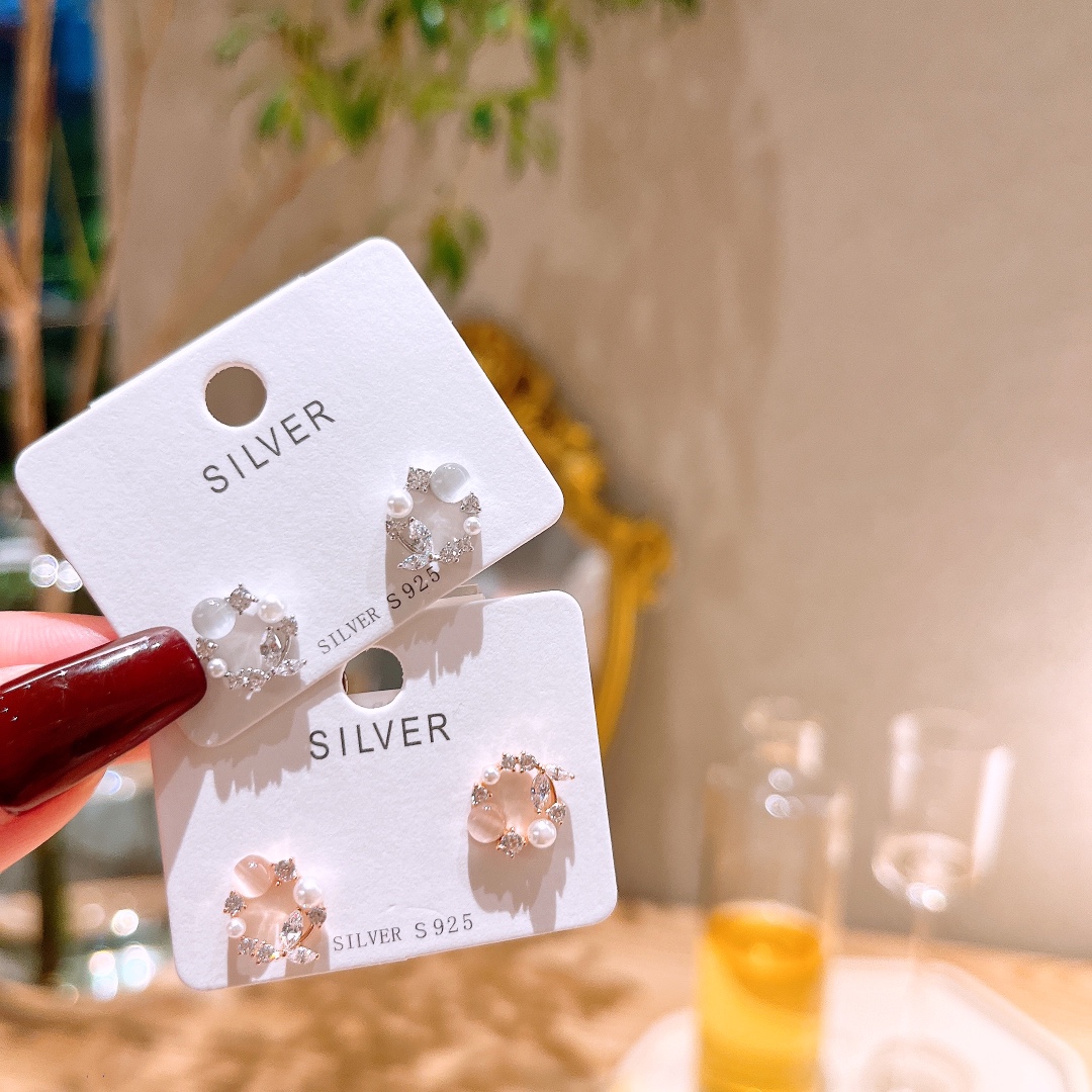 S925 Sterling Silver Earrings Soft Mother's Birthday Silver