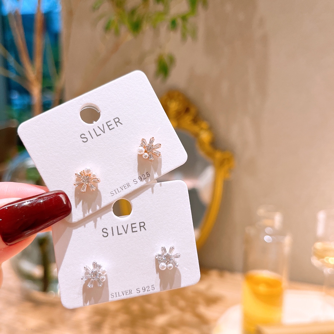 韓国風S925スターリングシルバーイヤリングゴールド 誕生日