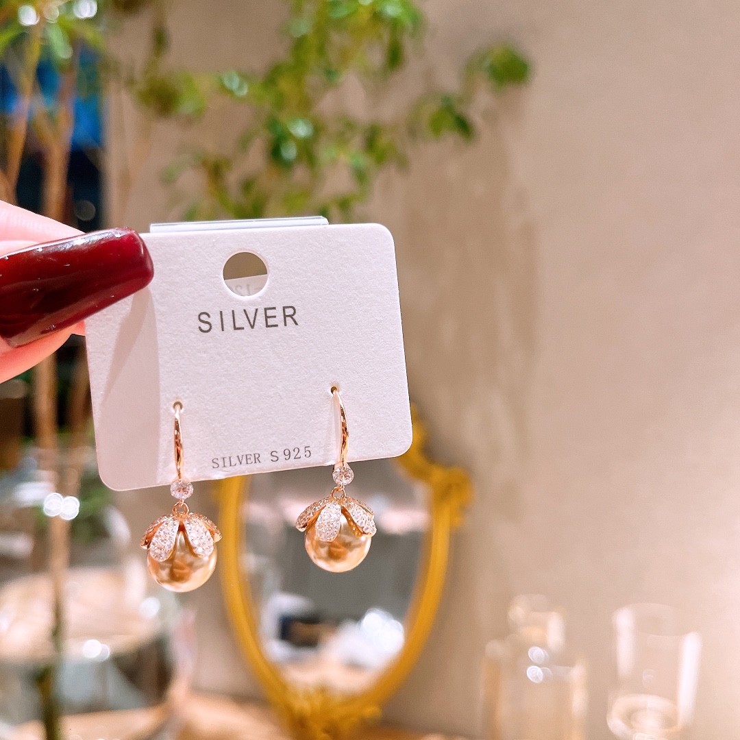 清純純銀ドロップ＆スレッドイヤリングシルバー 自分へのご褒美